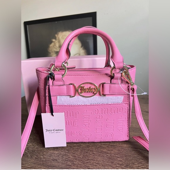 Juicy Couture Handbags - 🆕 Juicy Couture Deboss Pink Lemonade Medallion Mini Tote Crossbody Bag. HTF